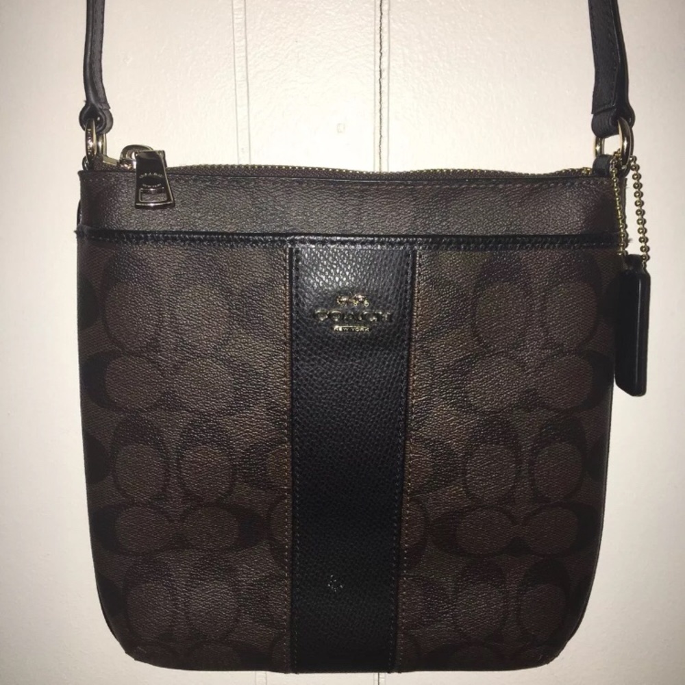 COACH NWT F52856 Crossbody Brown Black File Purse